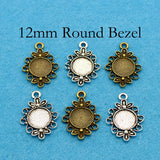 50pcs 12mm Round Pendant Bezel Blank for Necklace Earrings