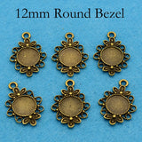 50pcs 12mm Round Pendant Bezel Blank for Necklace Earrings