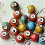 50 pcs 12mm Porcelain Beads, Mixed Color Ceramic DIY Loose Beads Jewelry Finding
