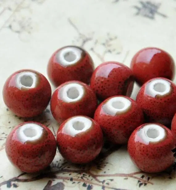 50 pcs 12mm Porcelain Beads, Mixed Color Ceramic DIY Loose Beads Jewelry Finding