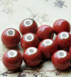 50 pcs 12mm Porcelain Beads, Mixed Color Ceramic DIY Loose Beads Jewelry Finding