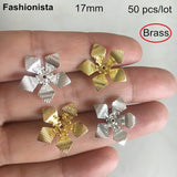 50 pcs 17mm Brass Flower Bead Caps for Jewelry Crafts Supplies