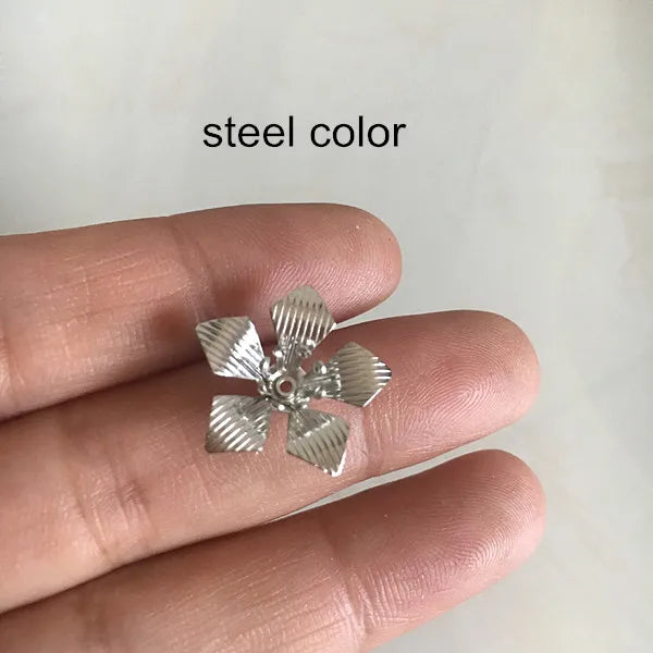 50 pcs 17mm Brass Flower Bead Caps for Jewelry Crafts Supplies