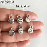 50 pcs Small Round Rhinestone Dangles, Metal Base Settings, Jewelry Charms