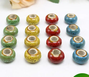 50 Pcs Mixed Color Ceramic DIY Loose Beads, Jewelry Finding