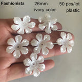 50 Acrylic Flower Bead Caps 26mm Ivory Color DIY Crafts Jewelry Supplies