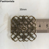 50 Antique Bronze Metal Filigrees 35x35mm Flower Settings Jewelry Projects
