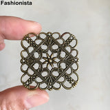 50 Antique Bronze Metal Filigrees 35x35mm Flower Settings Jewelry Projects