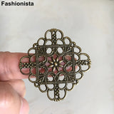 50 Antique Bronze Metal Filigrees 35x35mm Flower Settings Jewelry Projects