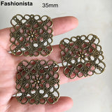 50 Antique Bronze Metal Filigrees 35x35mm Flower Settings Jewelry Projects