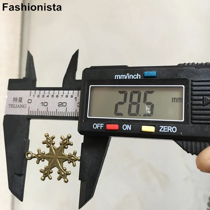 50pcs Vintage Snowflake Charm Pendant, Antique Bronze/Silver Flower