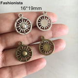 50 pcs Antique Bronze Sun Charm Pendant 16*19mm Radiating Sun Celestial Charms
