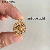 50 pcs Antique Bronze Sun Charm Pendant 16*19mm Radiating Sun Celestial Charms