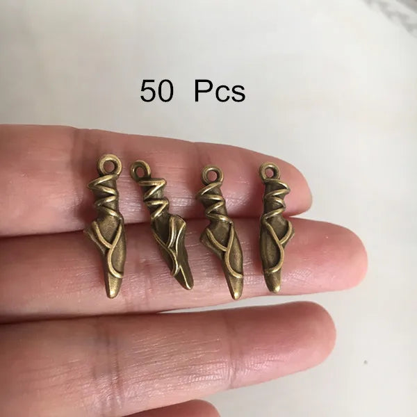 50 pcs Pointe Shoe Charms Metal Antique Bronze 7*24mm Ballet Dance Pendant