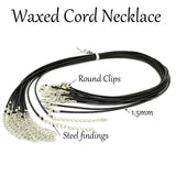 50 pcs - Waxed Cord Necklace, 1.5mm Wax Cord Choker & Extender, Unisex Necklace