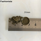 50 pcs Butterfly Base Setting Charm Pendants 14x31mm Fit 10mm Round Cabochon
