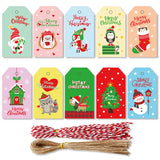 50 Christmas Paper Label Cards Hang Tags 4x7cm Santa Elk Hat Snowman DIY