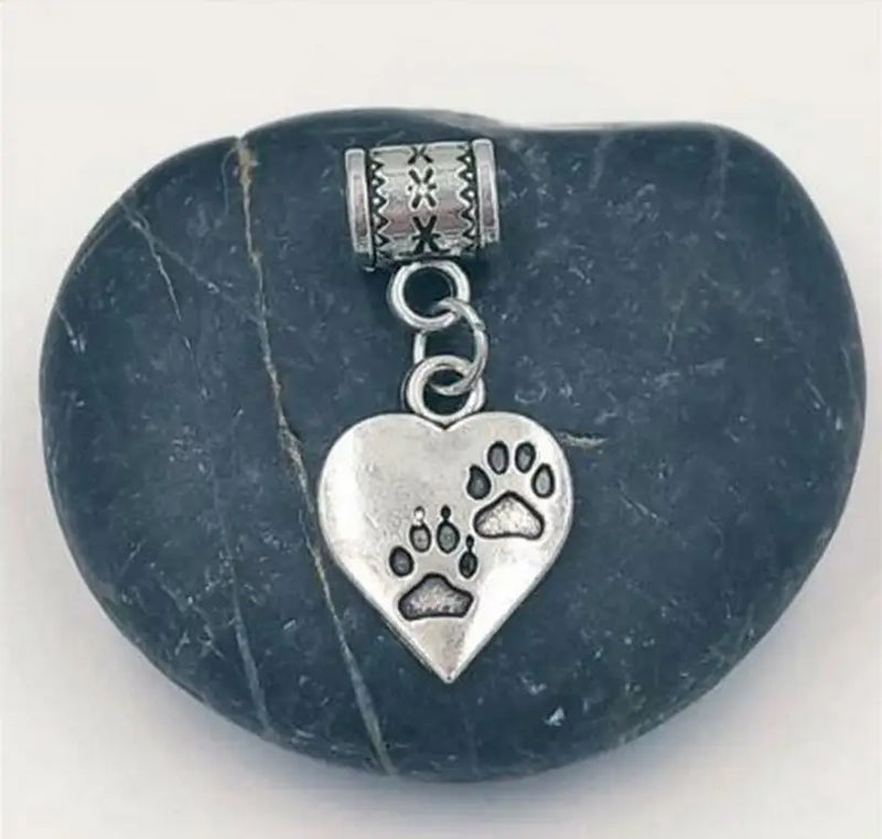 50 pcs Paw Print Dangle Beads for Charm Bracelet Jewelry Making