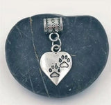 50 pcs Paw Print Dangle Beads for Charm Bracelet Jewelry Making