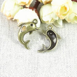 50 pcs Dolphin Charms Antique Bronze Tone 17*26mm Ocean Fish Charms