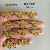 50pcs Double Sided Flower Charms 22x13mm Gold/Silver Filigrees