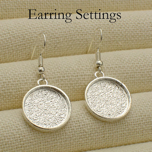 50pcs Earring Bases Round Setting Alloy Bezel Blanks for Personal Jewelry Making