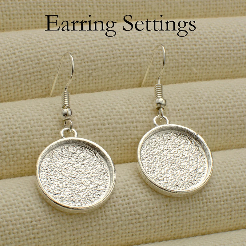 50pcs Earring Bases Round Setting Alloy Bezel Blanks for Personal Jewelry Making