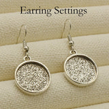 50pcs Earring Bases Round Setting Alloy Bezel Blanks for Personal Jewelry Making