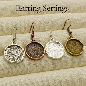 50pcs Earring Bases Round Setting Alloy Bezel Blanks for Personal Jewelry Making