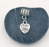 50 Vintage Dog Cat Paw Print Heart Charm Pendants for Jewelry Making