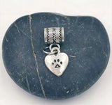 50 Vintage Dog Cat Paw Print Heart Charm Pendants for Jewelry Making