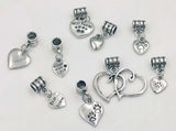 50 Vintage Dog Cat Paw Print Heart Charm Pendants for Jewelry Making