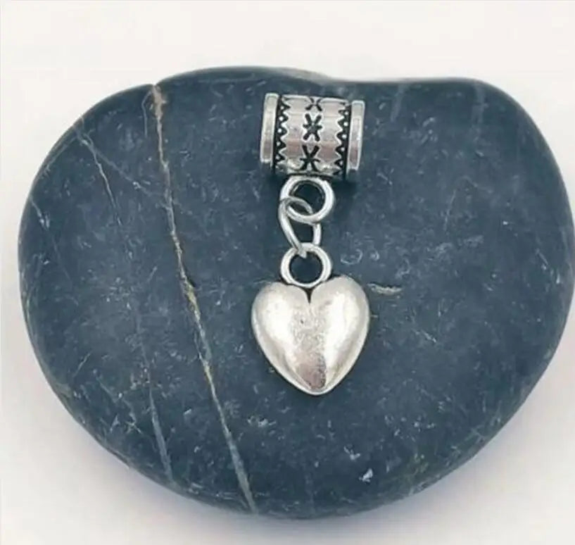 50 Vintage Dog Cat Paw Print Heart Charm Pendants for Jewelry Making