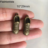 50 pcs Heavy Metal Running Shoes Charms Pendants Tibetan Silver/Bronze 10*29mm