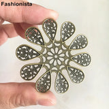 50 Large Filigree Flower Bead Caps 54mm Gold/Silver/Bronze Jewelry DIY
