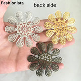 50 Large Filigree Flower Bead Caps 54mm Gold/Silver/Bronze Jewelry DIY