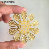 50 Large Filigree Flower Bead Caps 54mm Gold/Silver/Bronze Jewelry DIY