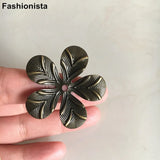 50 pcs Large Metal Flower Bead Caps 37mm Silver Bronze 3D Flower