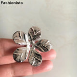 50 pcs Large Metal Flower Bead Caps 37mm Silver Bronze 3D Flower
