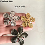 50 pcs Large Metal Flower Bead Caps 37mm Silver Bronze 3D Flower