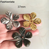50 pcs Large Metal Flower Bead Caps 37mm Silver Bronze 3D Flower