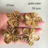 50 pcs Large Metal Flower Bead Caps 37mm Silver Bronze 3D Flower