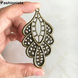 50 pcs Peacock Tail Charms Metal Filigree Flower Charms For Jewelry