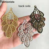 50 pcs Peacock Tail Charms Metal Filigree Flower Charms For Jewelry