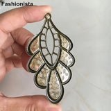 50 pcs Peacock Tail Charms Metal Filigree Flower Charms For Jewelry