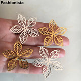 50 pcs Silver Metal Filigree Flower Bead Caps for DIY Crafts 39mm