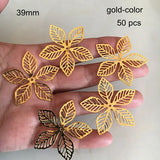 50 pcs Silver Metal Filigree Flower Bead Caps for DIY Crafts 39mm