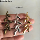 Long Leaves Branch Pendant 19x50mm Tree Branch Charms For Jewel Crafts DIY