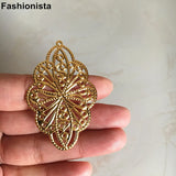 50 pcs Silver Oval Flower Filigree Charms Metal Stamping Pendant