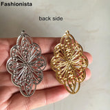 50 pcs Silver Oval Flower Filigree Charms Metal Stamping Pendant